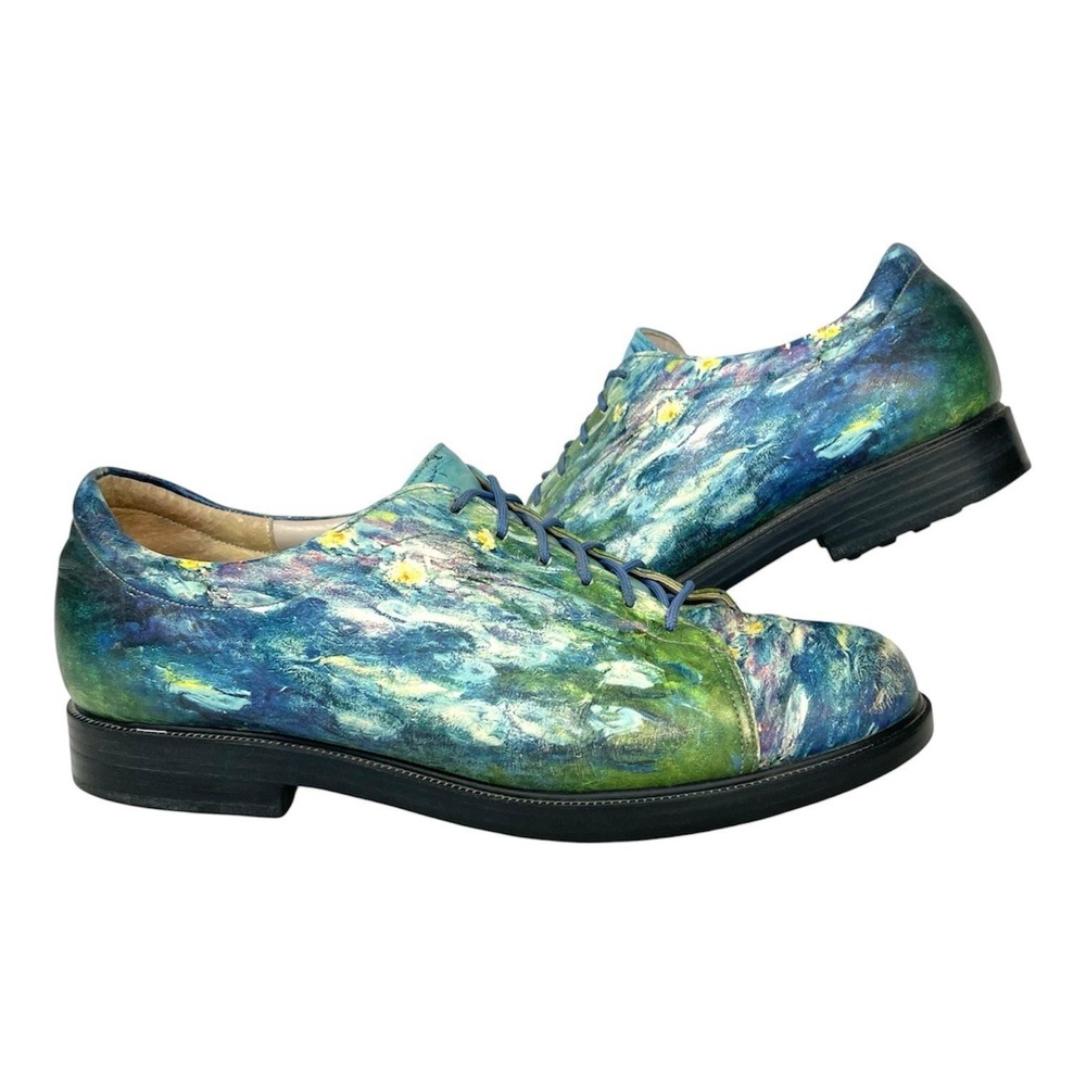 Icon Monet Water Lilies Leather Oxford Shoes Womens 7 Wearable Art USA
